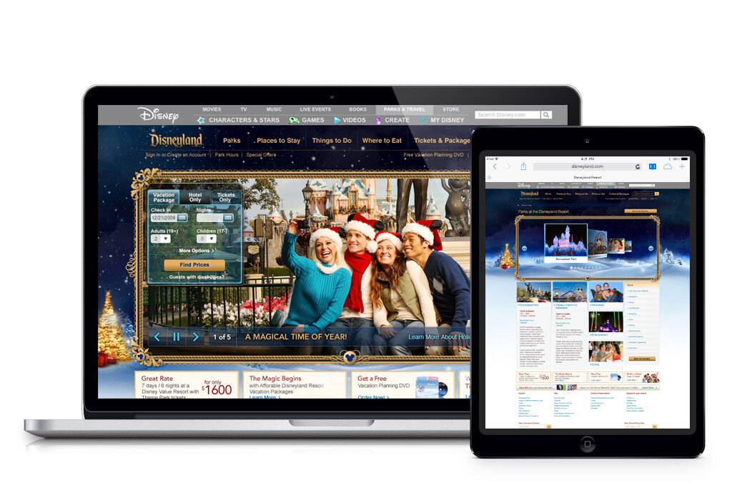 Disneyland seasonal holiday campaign responsive layout