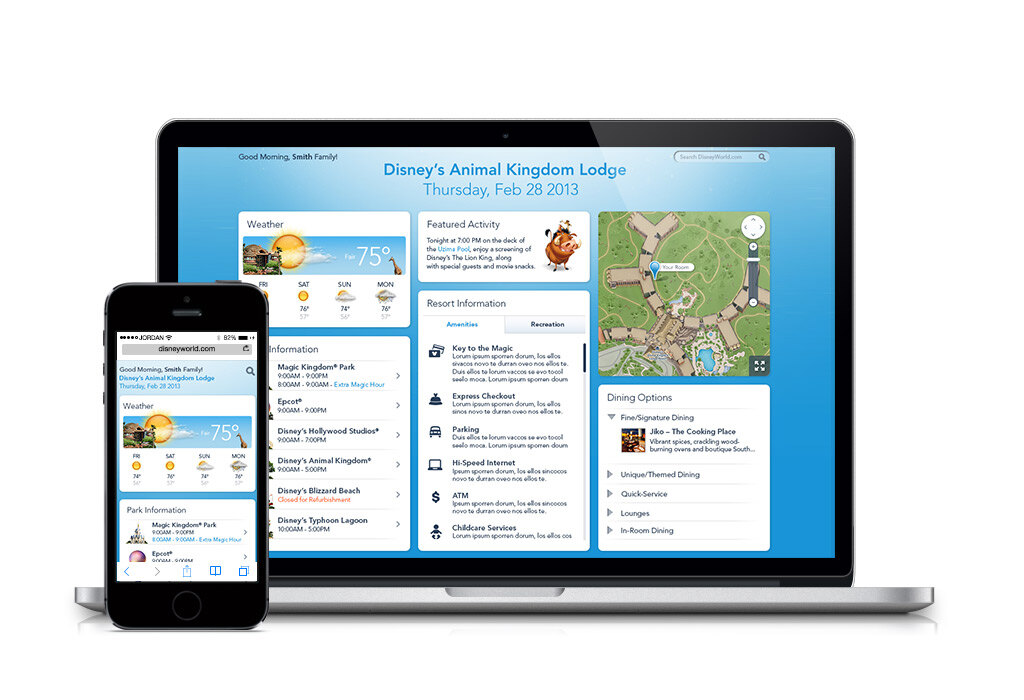 Disney Resort WiFi responsive dashboard