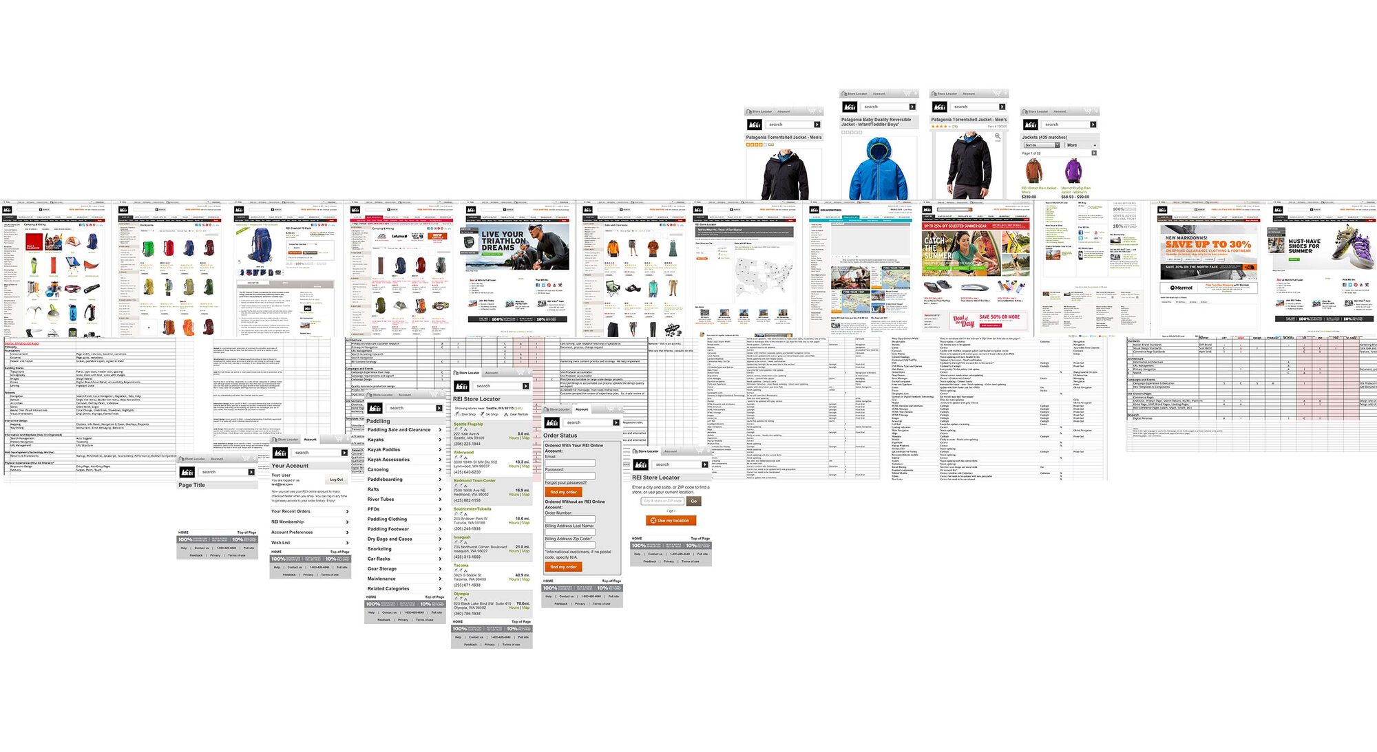Hand-drawn navigation wireframe explorations